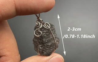 Raw Tektite Pendant Wire Wrapped Meteorite Glass Grounding Stone