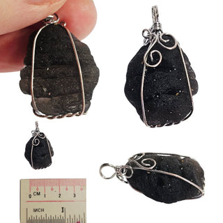 Raw Tektite Pendant Wire Wrapped Meteorite Glass Grounding Stone