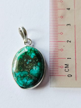 Tibetan Turquoise Sterling Silver Pendant 1 Natural Stone Handcrafted Jewelry Genuine Gemstone Necklace