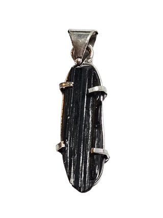 Black Schorl Tourmaline Sterling Silver Pendant 3 Natural Stone Handcrafted Jewelry Genuine Gemstone Necklace