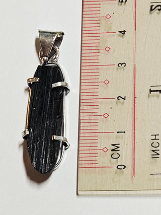 Black Schorl Tourmaline Sterling Silver Pendant 3 Natural Stone Handcrafted Jewelry Genuine Gemstone Necklace