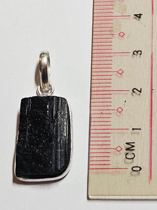 Black Schorl Tourmaline Sterling Silver Pendant 4 Natural Stone Handcrafted Jewelry Genuine Gemstone Necklace