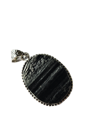 Black Schorl Tourmaline Sterling Silver Pendant 5 Natural Stone Handcrafted Jewelry Genuine Gemstone Necklace