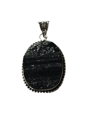 Black Schorl Tourmaline Sterling Silver Pendant 5 Natural Stone Handcrafted Jewelry Genuine Gemstone Necklace