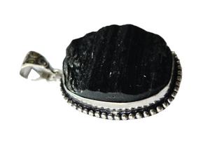 Black Schorl Tourmaline Sterling Silver Pendant 5 Natural Stone Handcrafted Jewelry Genuine Gemstone Necklace