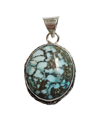 Turquoise Sterling Silver Pendant 1 Natural Stone Handcrafted Jewelry Genuine Gemstone Necklace