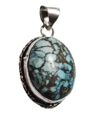 Turquoise Sterling Silver Pendant 1 Natural Stone Handcrafted Jewelry Genuine Gemstone Necklace
