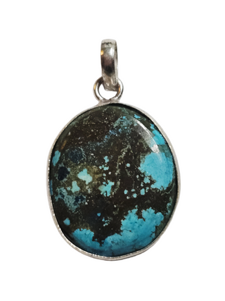 Turquoise Sterling Silver Pendant 2 Natural Stone Handcrafted Jewelry Genuine Gemstone Necklace