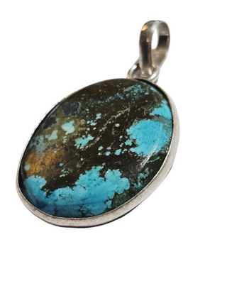 Turquoise Sterling Silver Pendant 2 Natural Stone Handcrafted Jewelry Genuine Gemstone Necklace