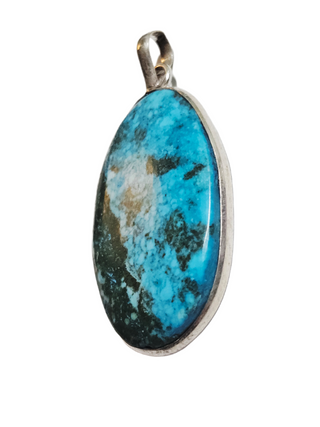 Turquoise Sterling Silver Pendant 3 Natural Stone Handcrafted Jewelry Genuine Gemstone Necklace