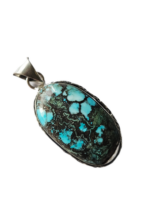 Navajo Turquoise Sterling Silver Pendant 1 Natural Stone Handcrafted Jewelry Genuine Gemstone Necklace