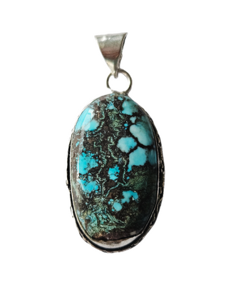 Navajo Turquoise Sterling Silver Pendant 1 Natural Stone Handcrafted Jewelry Genuine Gemstone Necklace
