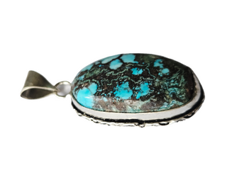 Navajo Turquoise Sterling Silver Pendant 1 Natural Stone Handcrafted Jewelry Genuine Gemstone Necklace