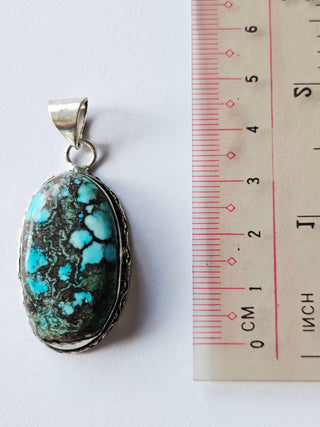 Navajo Turquoise Sterling Silver Pendant 1 Natural Stone Handcrafted Jewelry Genuine Gemstone Necklace