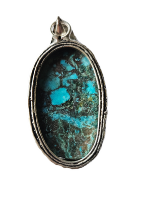 Navajo Turquoise Sterling Silver Pendant 1 Natural Stone Handcrafted Jewelry Genuine Gemstone Necklace