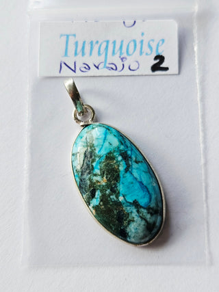 Navajo Turquoise Sterling Silver Pendant 2 Natural Stone Handcrafted Jewelry Genuine Gemstone Necklace