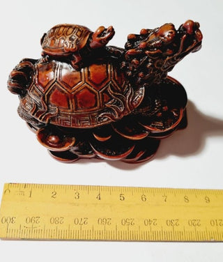 Abundance Turtle Statue Red Resin To Bring Good Fortune & Luck Feng Shui B8