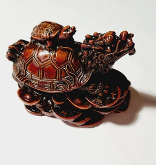 Abundance Turtle Statue Red Resin To Bring Good Fortune & Luck Feng Shui B8