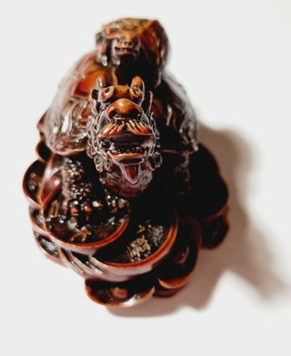Abundance Turtle Statue Red Resin To Bring Good Fortune & Luck Feng Shui B8