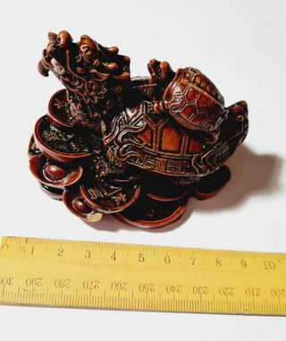 Abundance Turtle Statue Red Resin To Bring Good Fortune & Luck Feng Shui B8