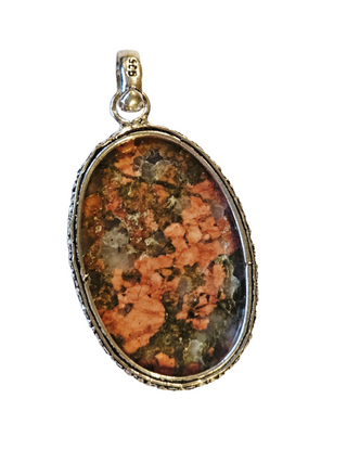 Unakite Sterling Silver Pendant 1 Natural Stone Handcrafted Jewelry Genuine Gemstone Necklace