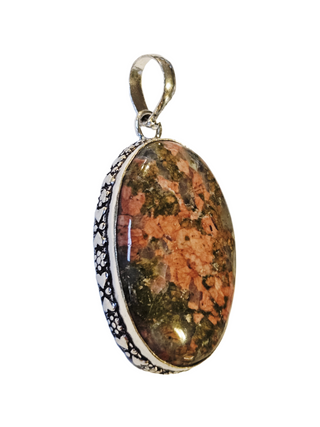 Unakite Sterling Silver Pendant 1 Natural Stone Handcrafted Jewelry Genuine Gemstone Necklace