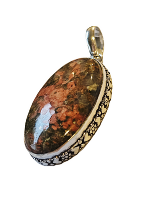 Unakite Sterling Silver Pendant 1 Natural Stone Handcrafted Jewelry Genuine Gemstone Necklace