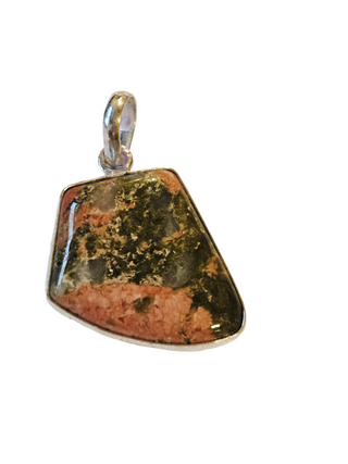Unakite Sterling Silver Pendant 2 Natural Stone Handcrafted Jewelry Genuine Gemstone Necklace
