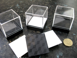 Crystal Mineral Display Box Clear Lid Black Geometric Stage Australian Made