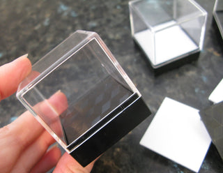 Crystal Mineral Display Box Clear Lid Black Geometric Stage Australian Made