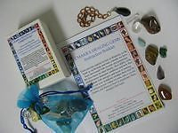 Chakra Healing Kit with 7 gems, pendulum, booket