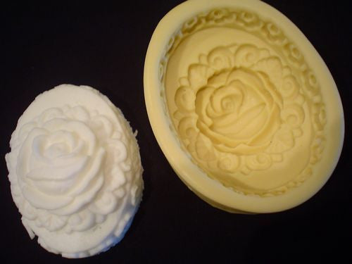 Rose Covered Oval Silicone Mould