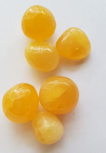 Yellow Calcite Glossy Tumbled Polished Gemstone Specimen 3 x Pieces