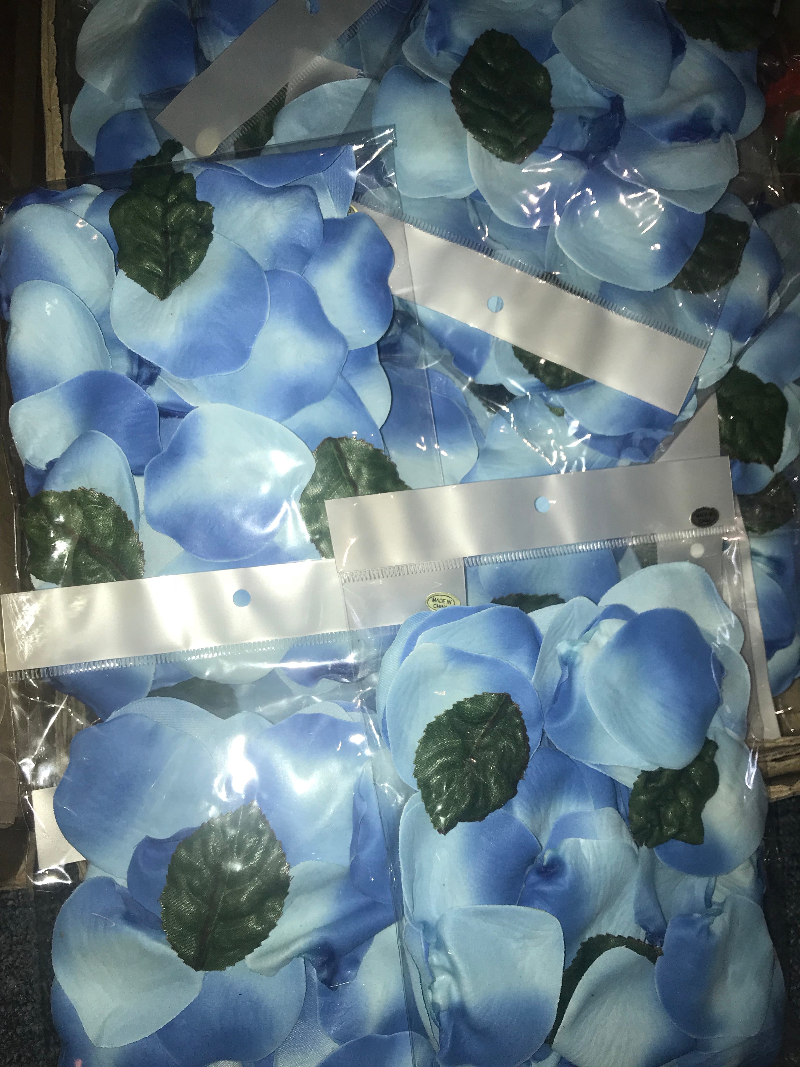 Blue Silk Fabric Petals & Leaves Package